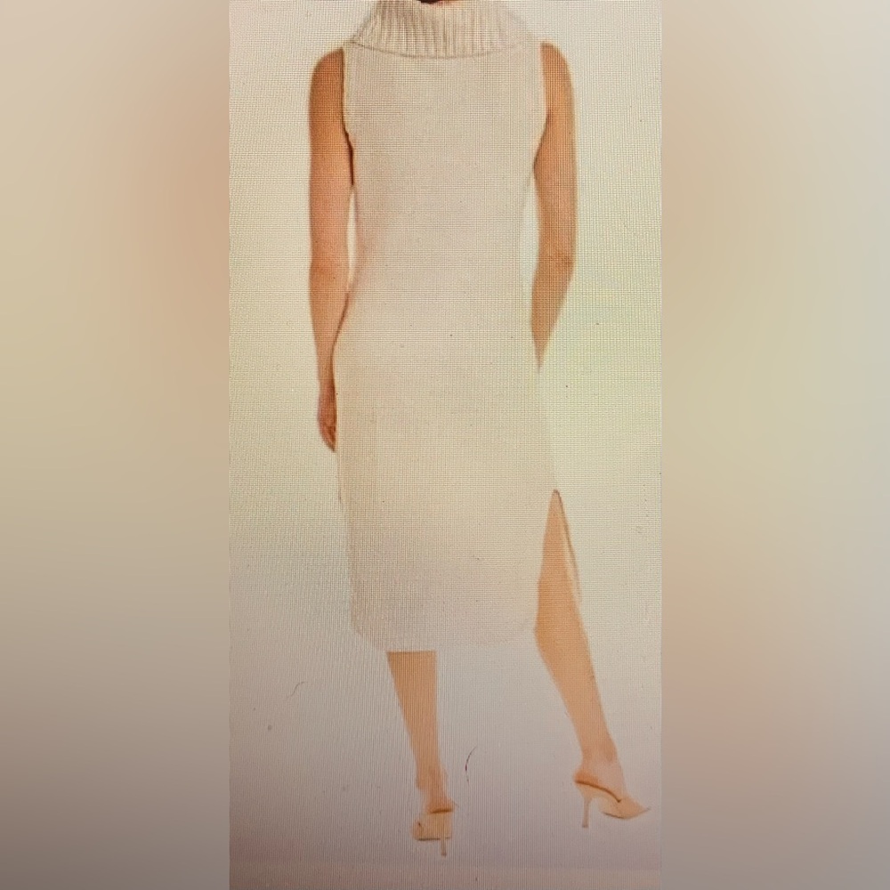 525 America Cozy Cream Cable Knit Sweater Dress - Picture 2 of 11